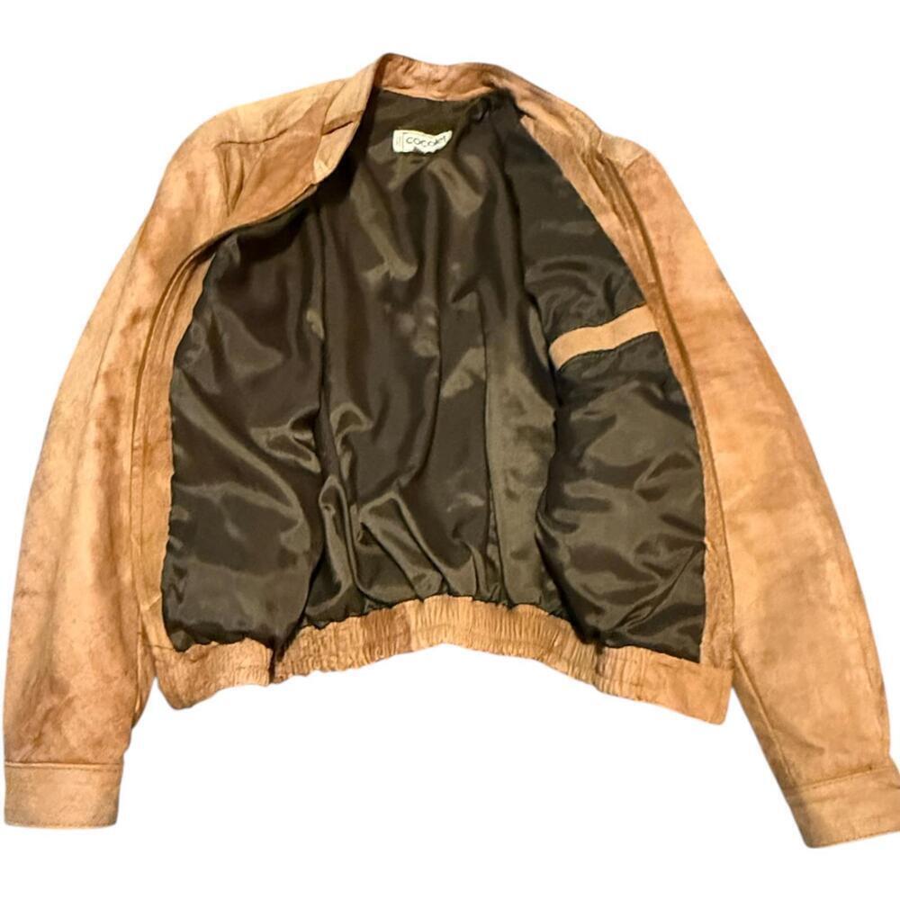 Cocolet Genuine Leather Tan Bomber Jacket Size 56 Brown Suede Zip Up - Picture 2 of 6